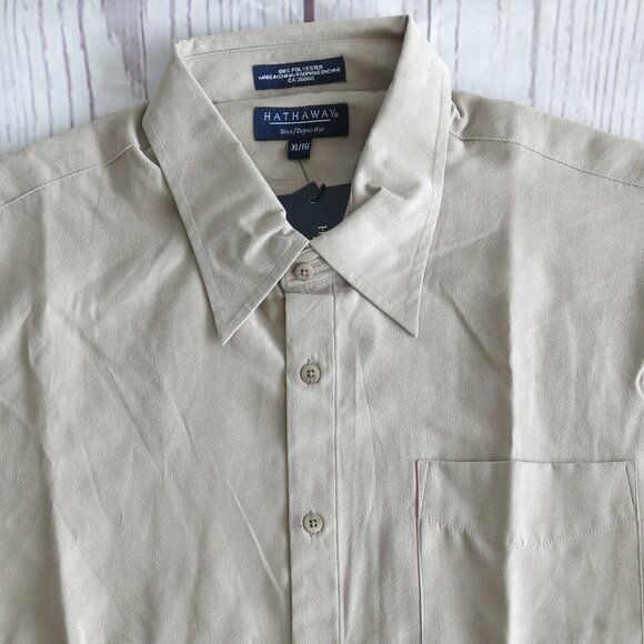 Hathaway Micro Fiber Suede Colossus Button Down Long Sleeve Shirt - Size XL - Picture 3 of 5